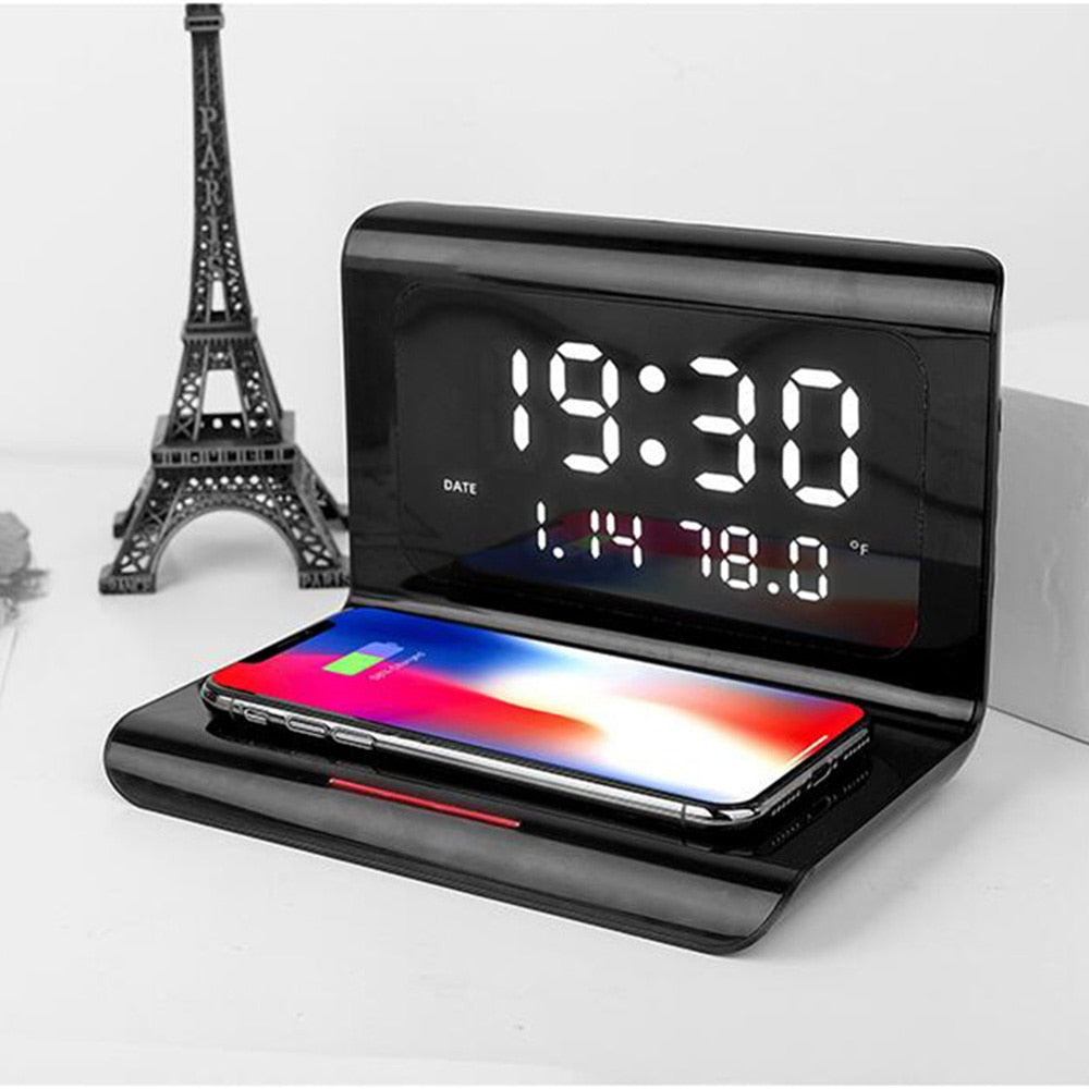 Multi-function Qi Wireless Charger Pad Cal/Clock/Temp<BR><h1><b><font color="red">50% OFF</font></b> </h1>