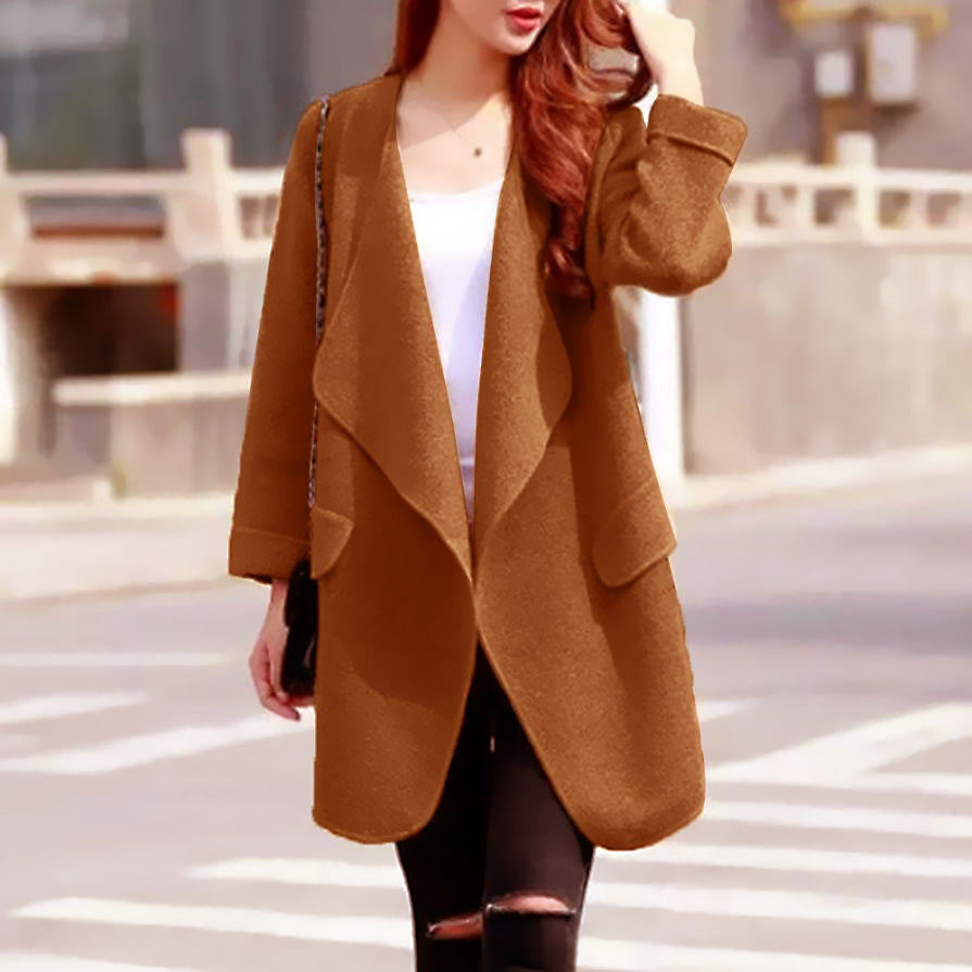 Warm Winter Women  Long Sleeve Knitted Pattern Wool Cardigan Coat