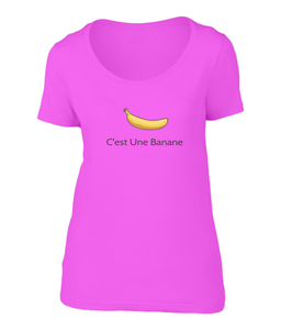 C'est Une Banane. Ladies Sheer Scoop Neck T-Shirt