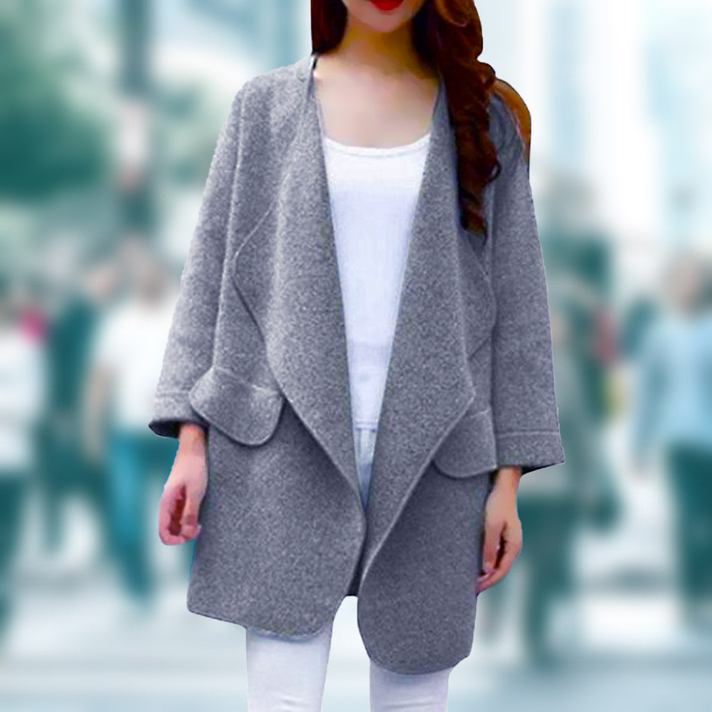 Warm Winter Women  Long Sleeve Knitted Pattern Wool Cardigan Coat