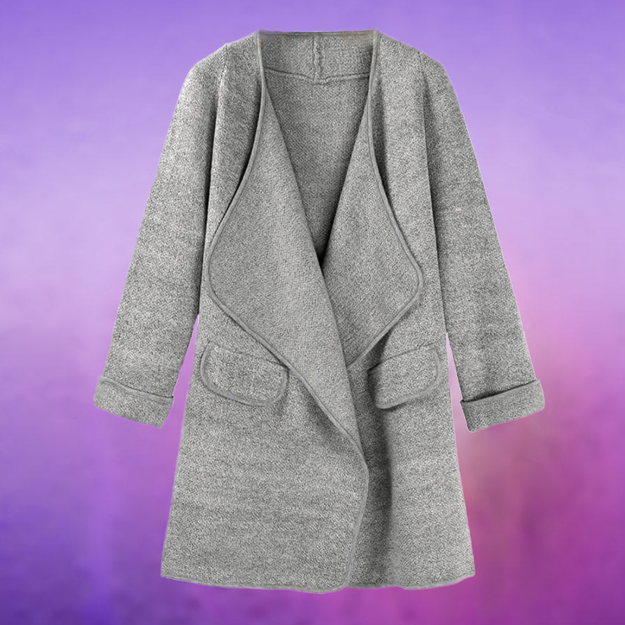 Warm Winter Women  Long Sleeve Knitted Pattern Wool Cardigan Coat