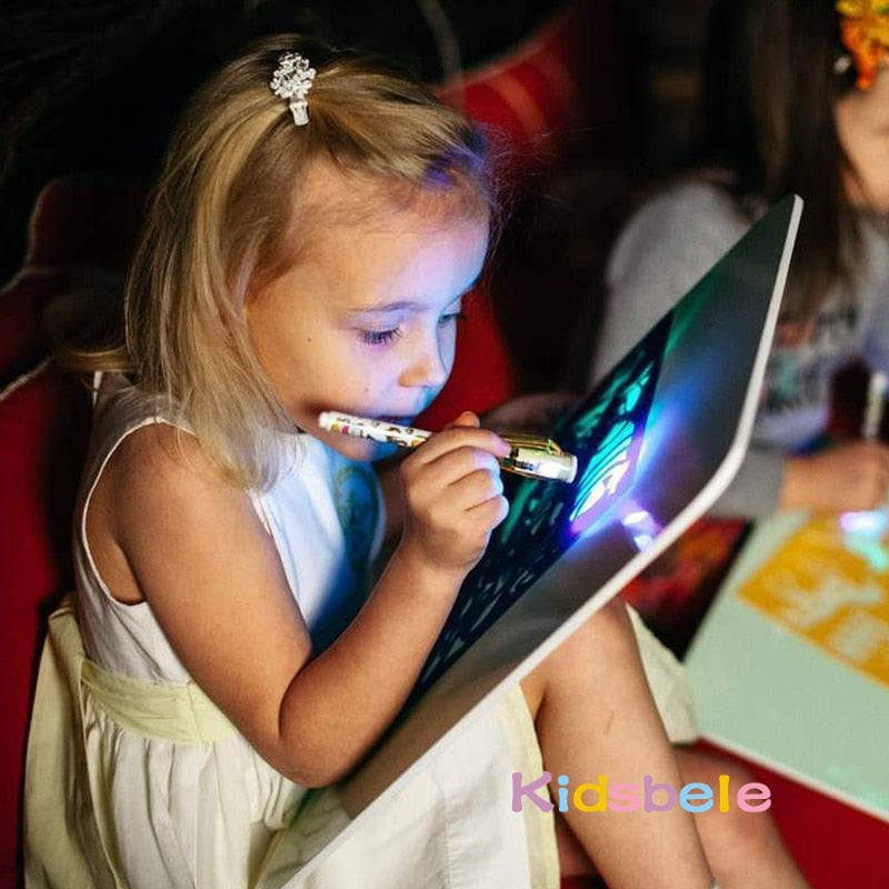 Big Size Illuminated Light Drawing Board & Light Pen for Kids