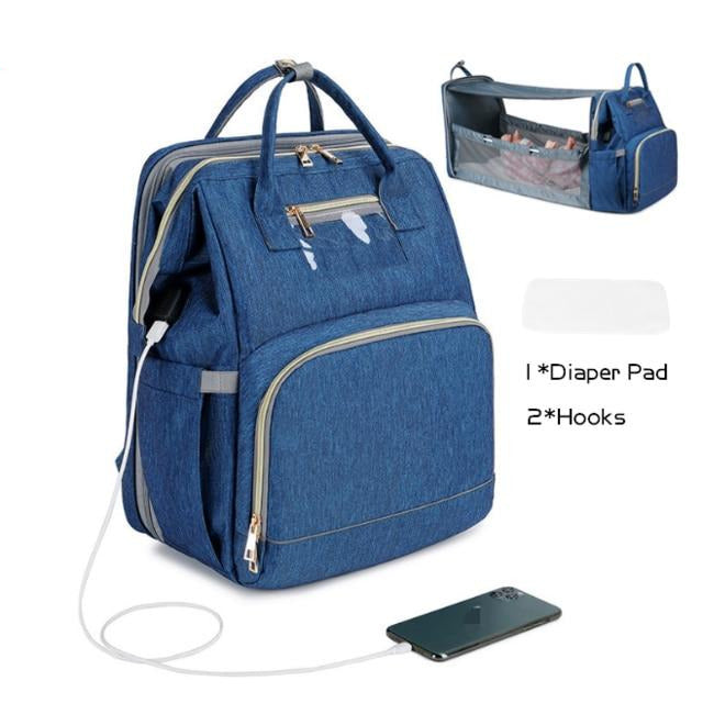 Multifunctional Baby Kit Stroller Bag & Folding Bed with USB Charging Port