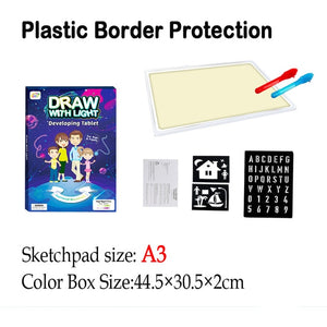 Big Size Illuminated Light Drawing Board & Light Pen for Kids
