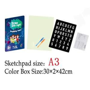 Big Size Illuminated Light Drawing Board & Light Pen for Kids