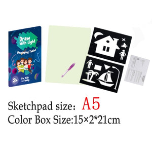 Big Size Illuminated Light Drawing Board & Light Pen for Kids