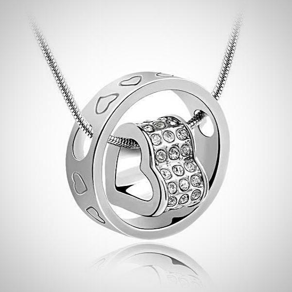 White Gold Plate Heart Pendant